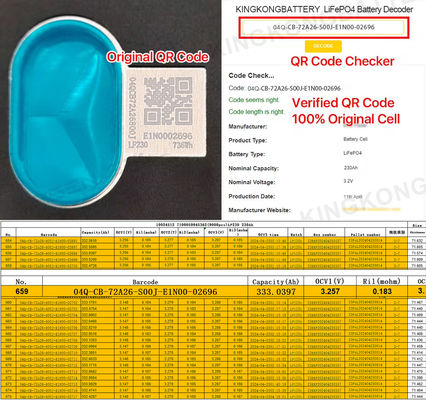 Fully Charged Voltage 3.65V 100Ah 3.2V LFP LiFePO4 Prismatic Battery Cell For EV Build