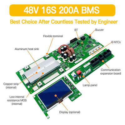 16S 48V Smart BMS For Solar System Storage 100A 200A LiFePO4 Battery Management System