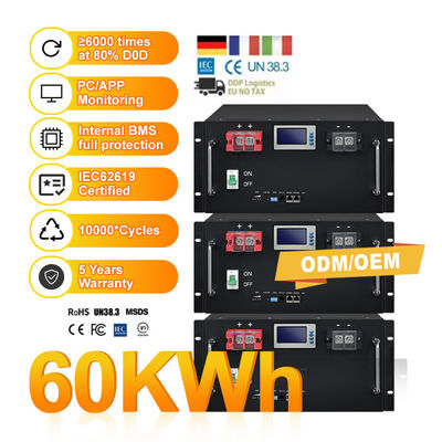 CAN Communication Port 51.2V 100Ah 150Ah 280Ah LiFePO4 Battery For Solar Power System